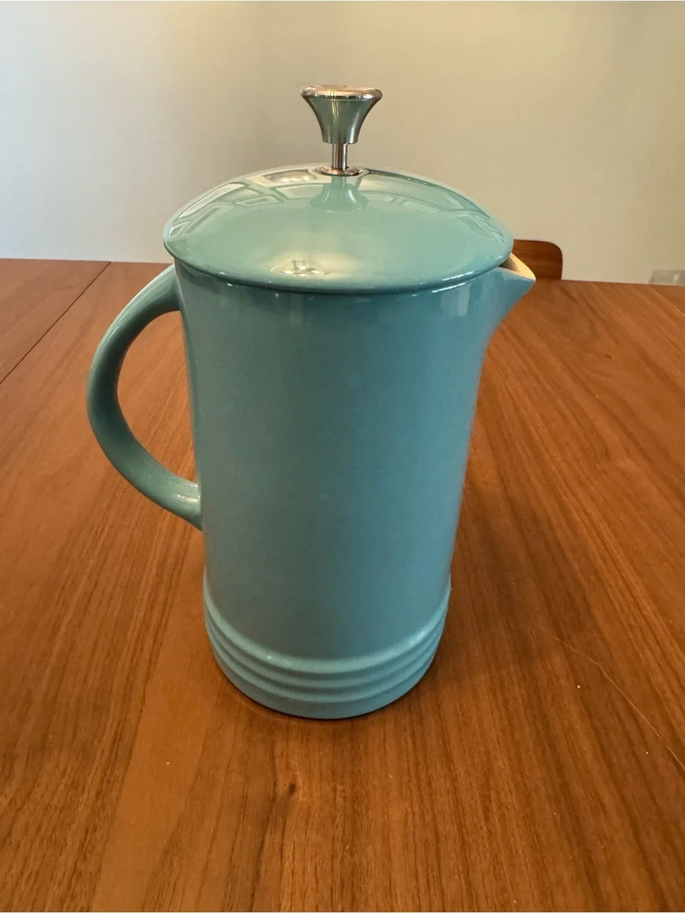 Le Creuset Stoneware French Press, Caribbean Turquoise, EUC